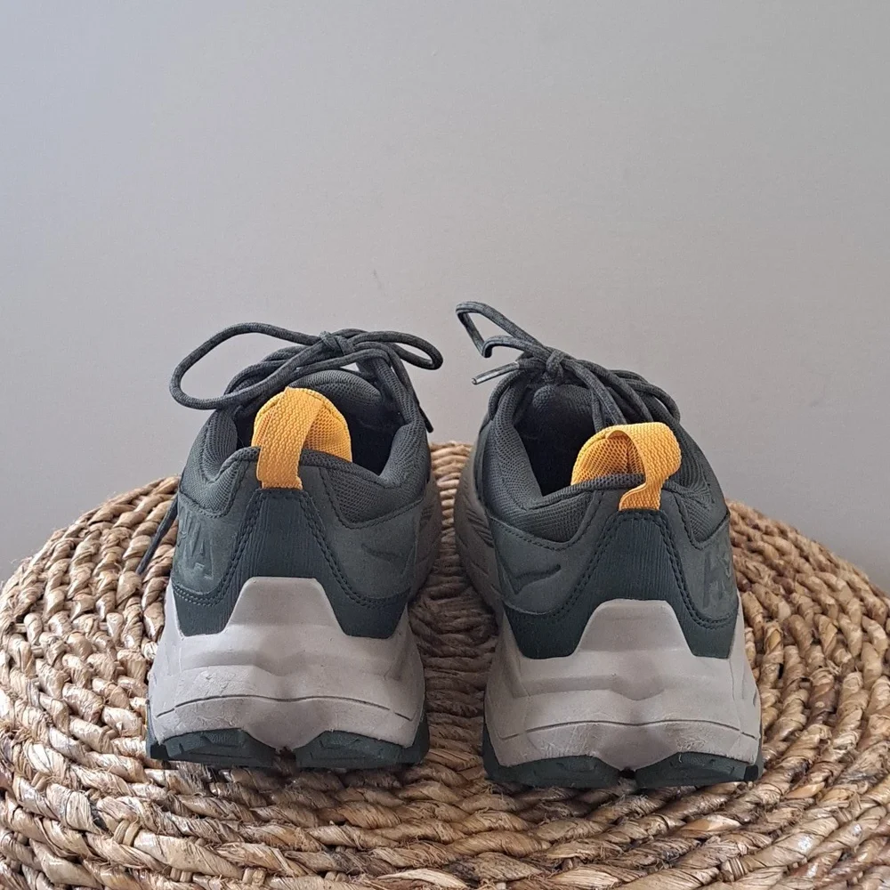 Hoka One One Men's Olive Green and Yellow Trail Sneakers